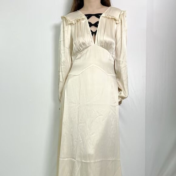 Lorelei Silk Maxi Dress - Mother Of Pearl - Picture 1 of 3